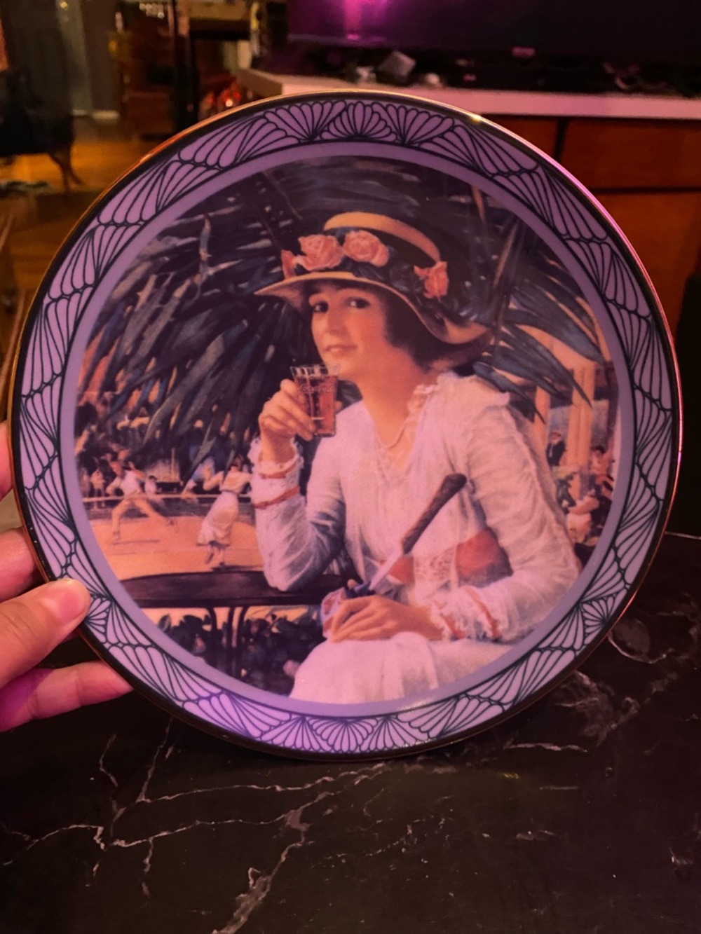 Coca-Cola Collector Plate with Pink and White Tones
